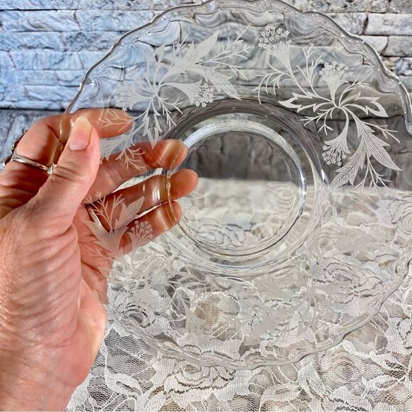 Vintage Crystal Condiment Bowl with Matching Saucer Set of Two - Picture 3 of 7